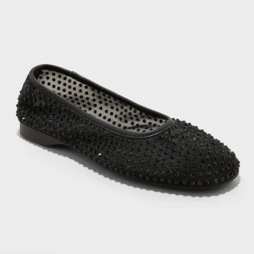 Women's Ballet Flats A New Day Rhinestone Mesh Black 7‎ New With Tags